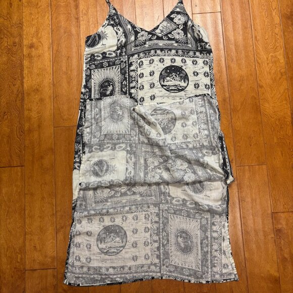 Desmond & Dempsey Women Linen Dress Size XL Midi Spaghetti Strap Tropical Beachy - Picture 8 of 16